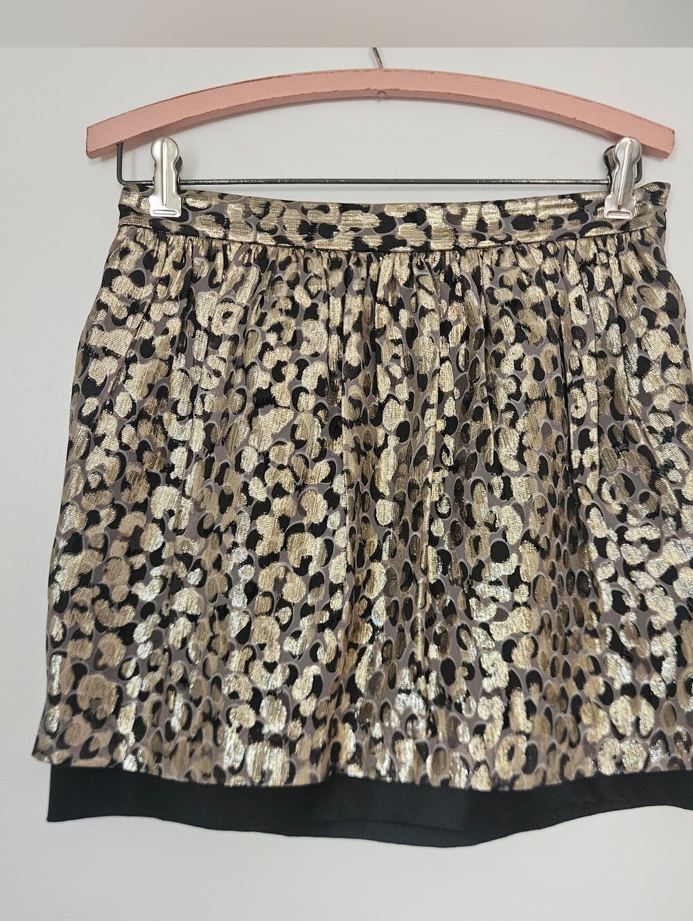 Club Monaco Skirt 2 Mini Animal Print Metallic Party Shimmer Silk NYE